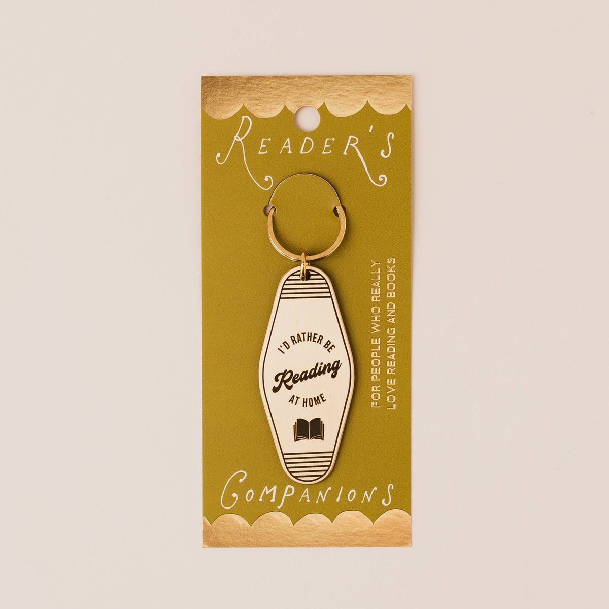 I'D RATHER BE READING AT HOME Reader's Companions Solid Brass Book Lover Keyring BookGeek