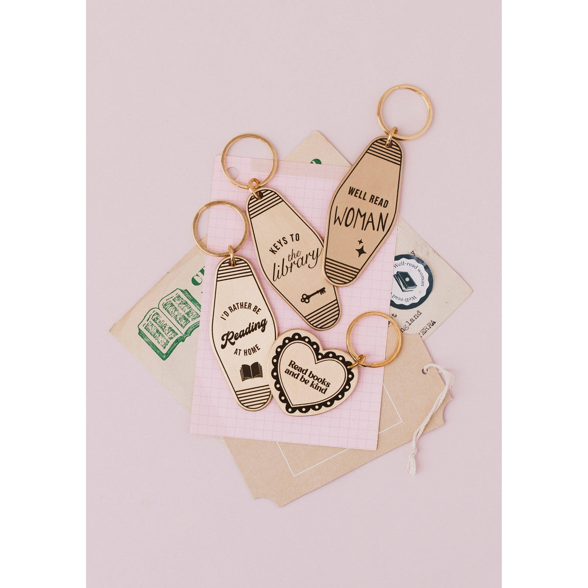 I'D RATHER BE READING AT HOME Reader's Companions Solid Brass Book Lover Keyring BookGeek