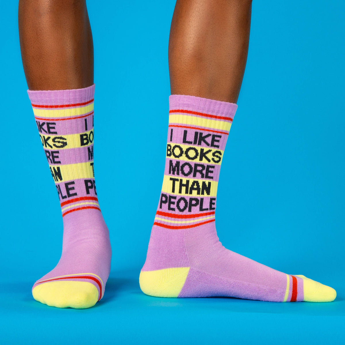 I Like Books More Than People Gym Crew Socks BookGeek