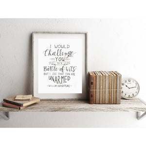 I Would Challenge You To A Battle of Wits Print BookGeek