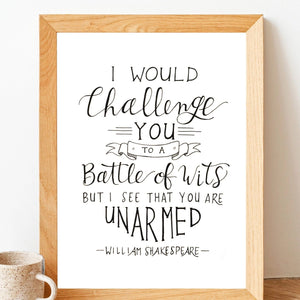 I Would Challenge You To A Battle of Wits Print BookGeek