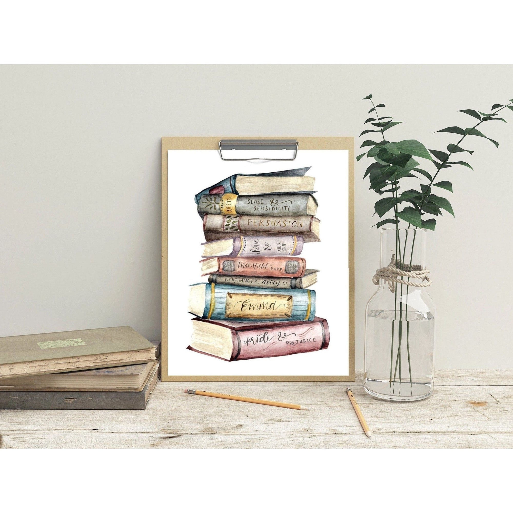 Jane Austen Book Stack Print BookGeek