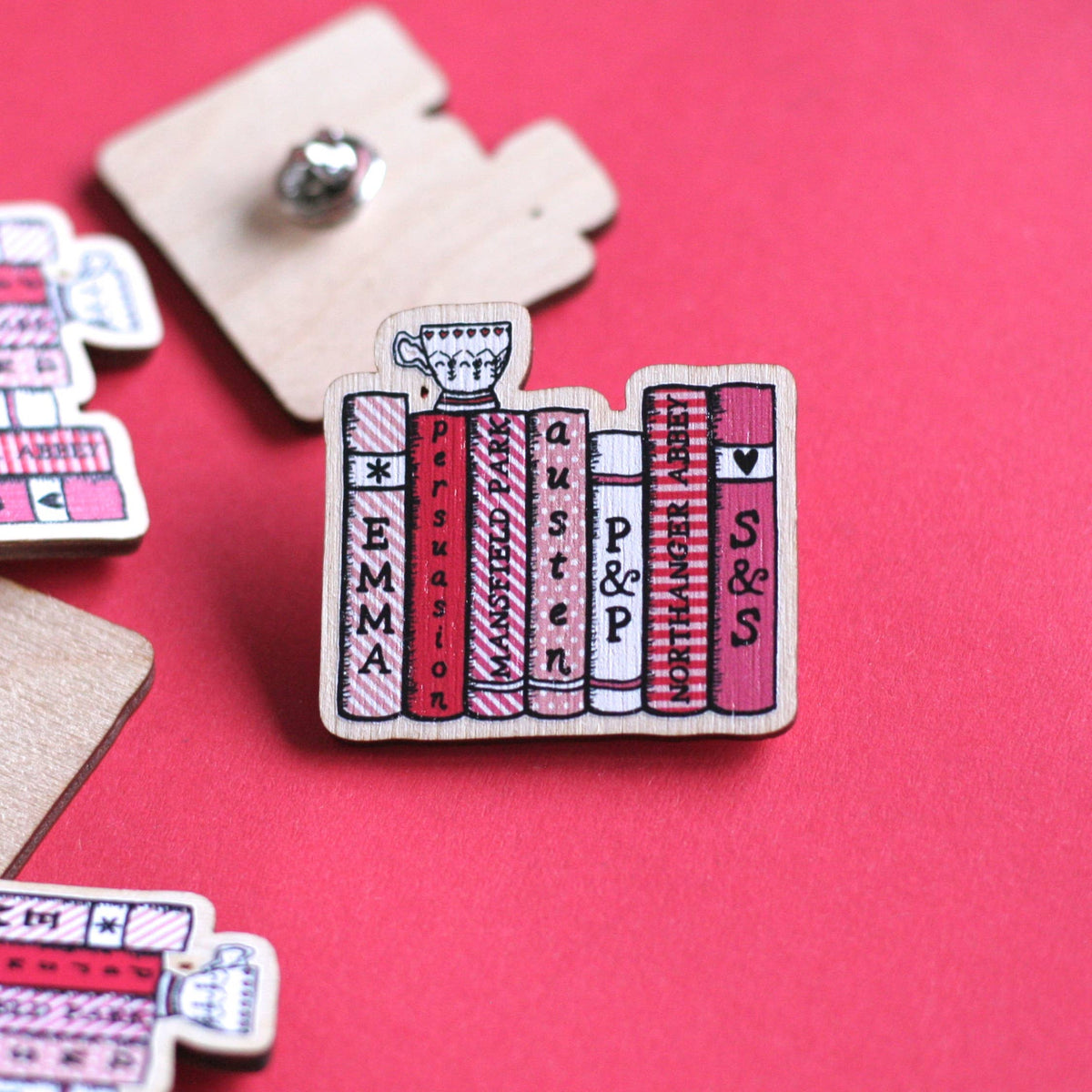 Jane Austen Bookshelf Wooden Pin BookGeek