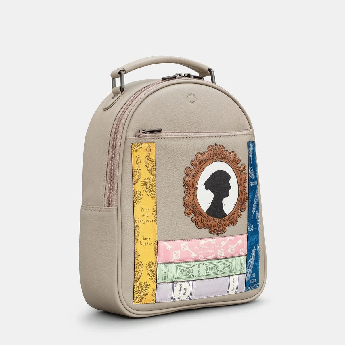 Jane Austen Bookworm Grey Leather Backpack BookGeek