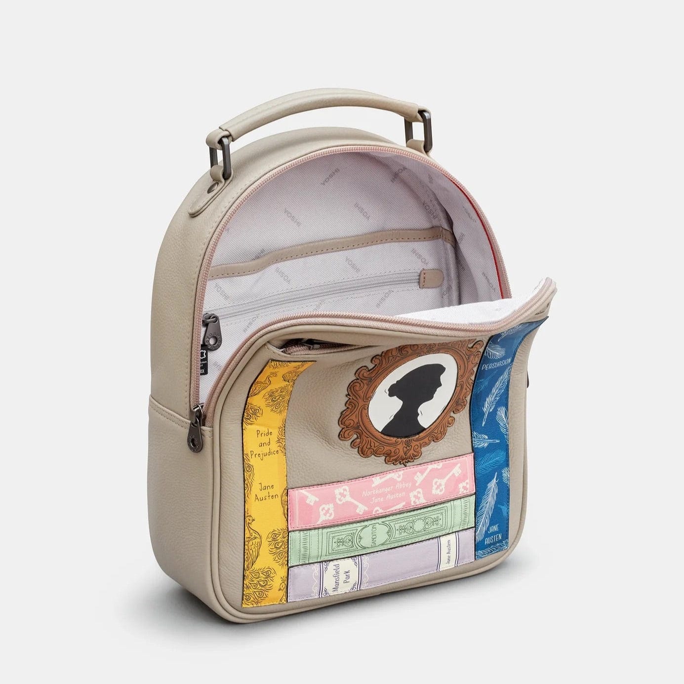 Jane Austen Bookworm Grey Leather Backpack BookGeek