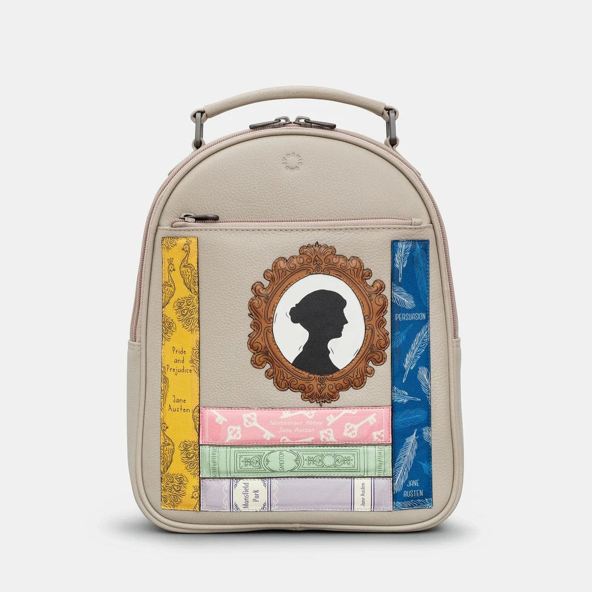Jane Austen Bookworm Grey Leather Backpack BookGeek