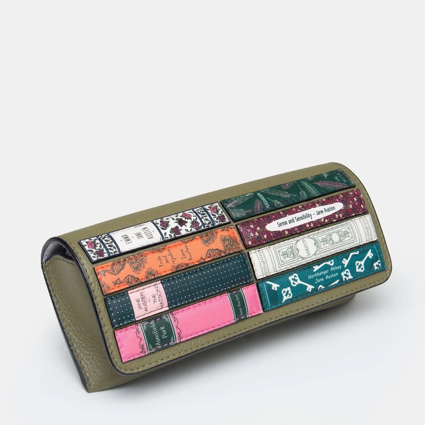 Jane Austen Bookworm Olive Leather Glasses Case BookGeek