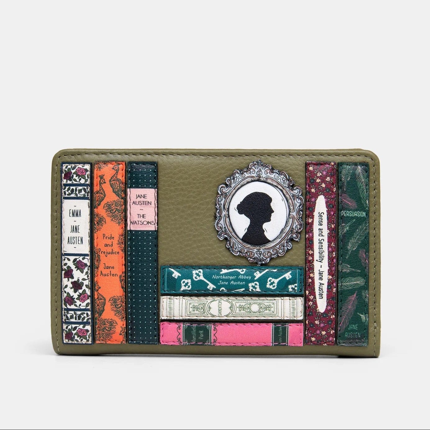 Jane Austen Bookworm Olive Leather Purse BookGeek