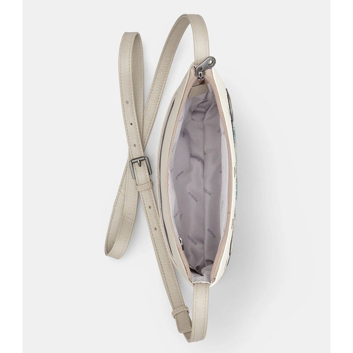 Jane Austen Bookworm Warm Grey Leather Cross Body Bag BookGeek