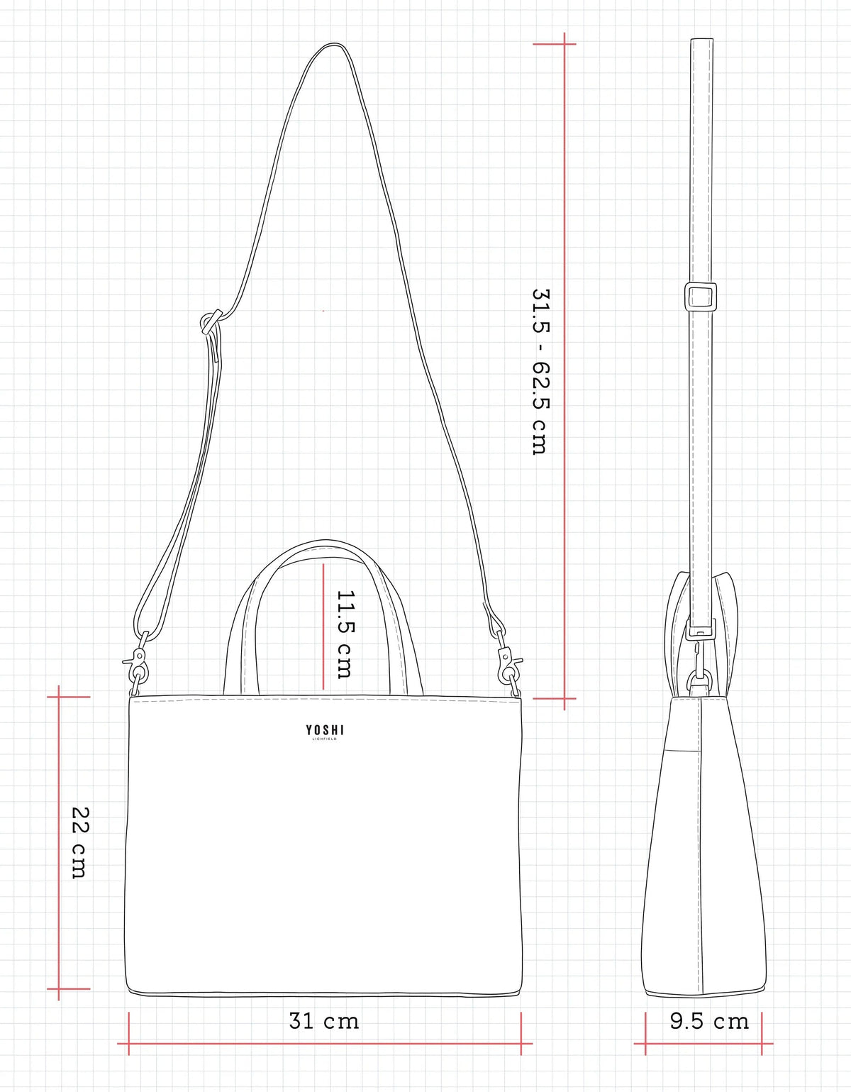 Jane Austen Bookworm Warm Grey Leather Multiway Grab Bag BookGeek