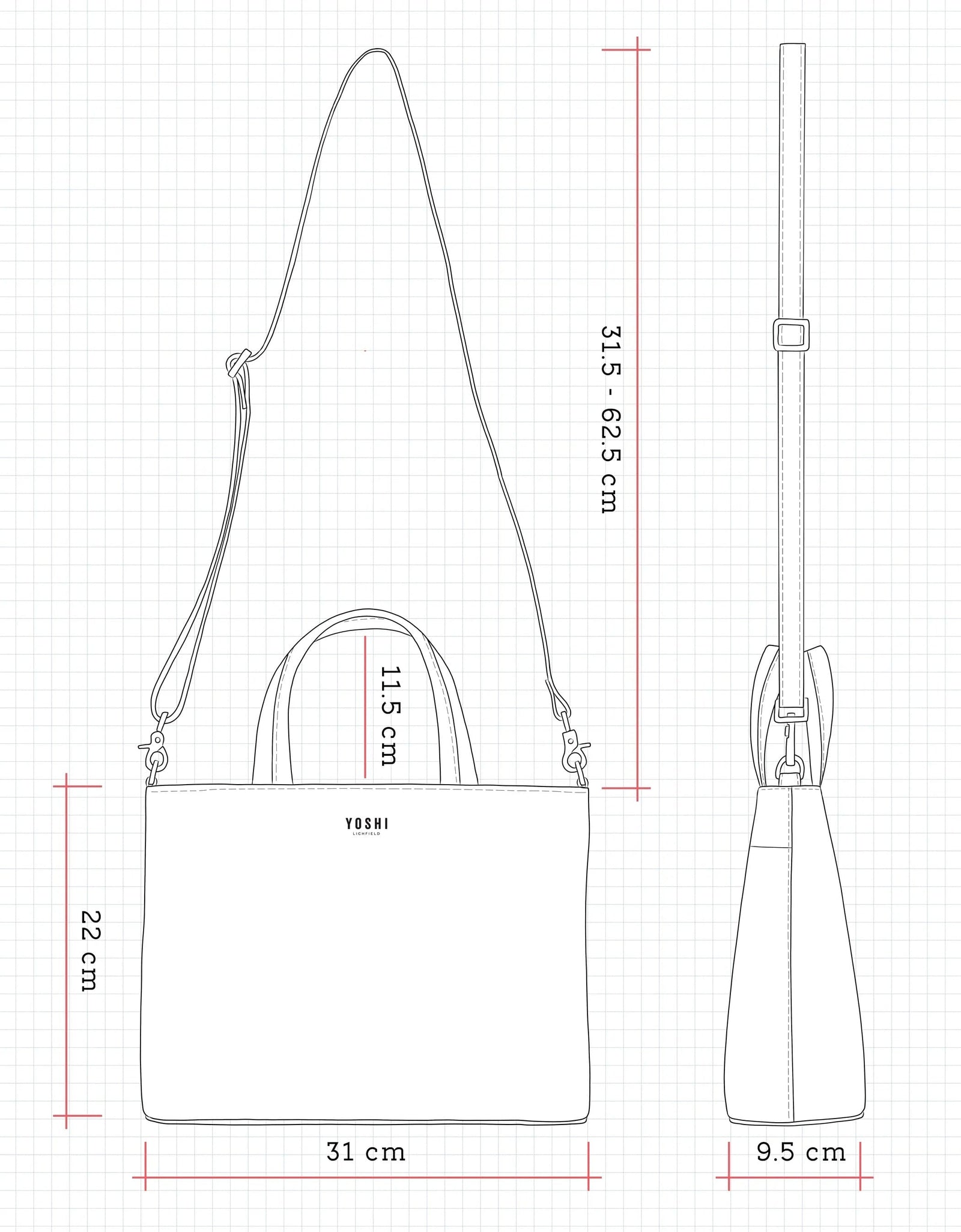 Jane Austen Bookworm Warm Grey Leather Multiway Grab Bag BookGeek