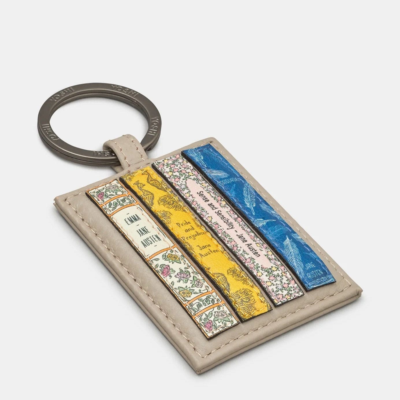 Jane Austen Grey Leather Bookworm Keyring BookGeek