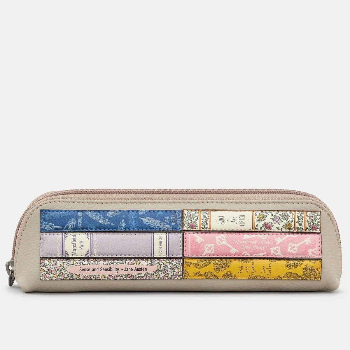 Jane Austen Grey Leather Bookworm Pencil Case BookGeek