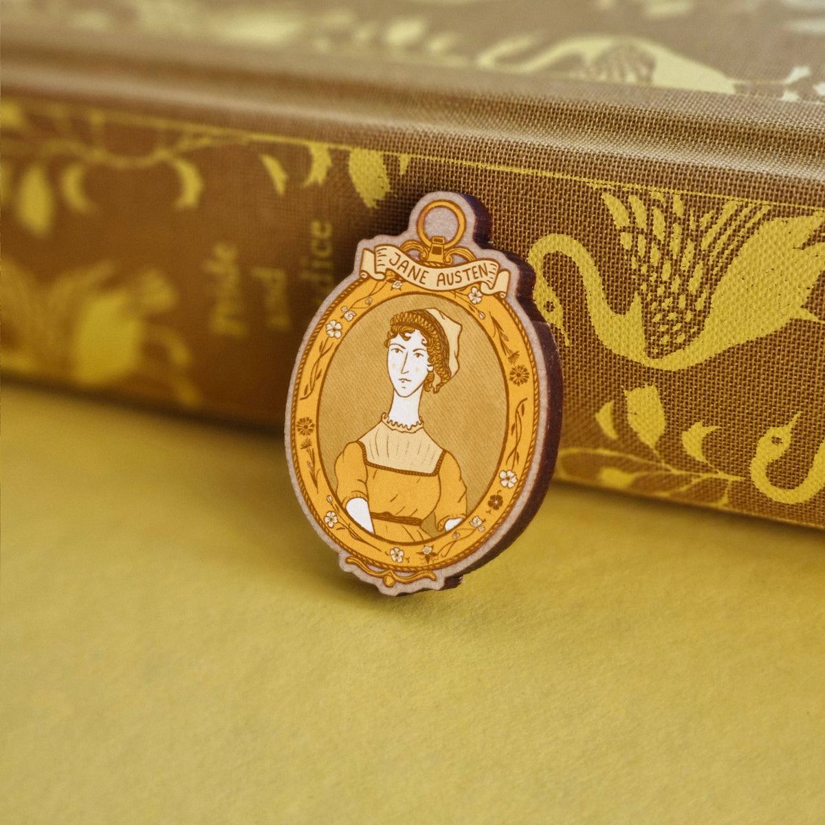 Jane Austen Portrait Wooden Pin BookGeek