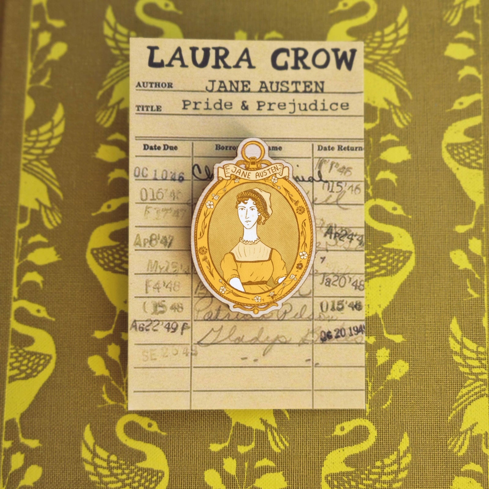 Jane Austen Portrait Wooden Pin BookGeek