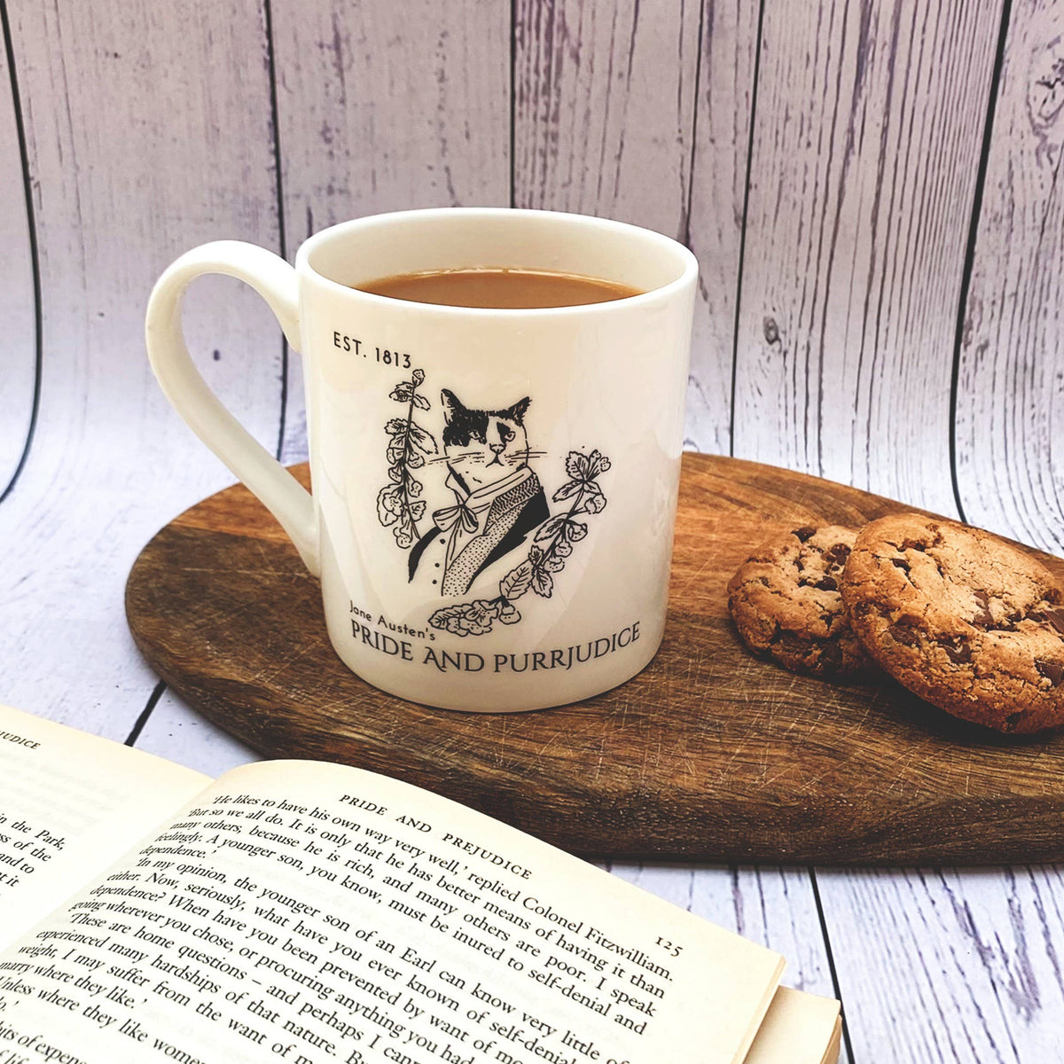 Jane Austen's Mr Darcy Literary Cat Bone China Mug BookGeek