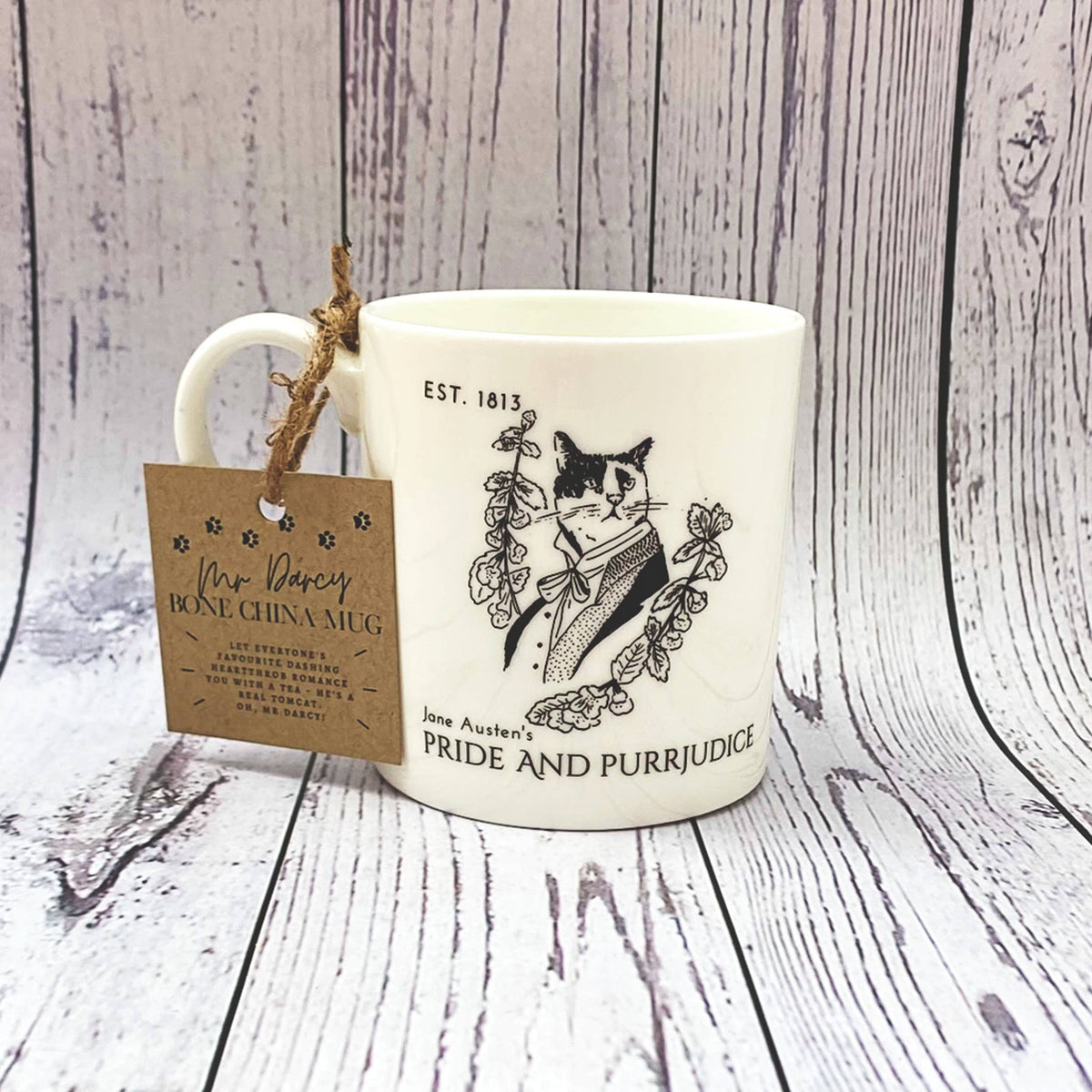 Jane Austen's Mr Darcy Literary Cat Bone China Mug BookGeek