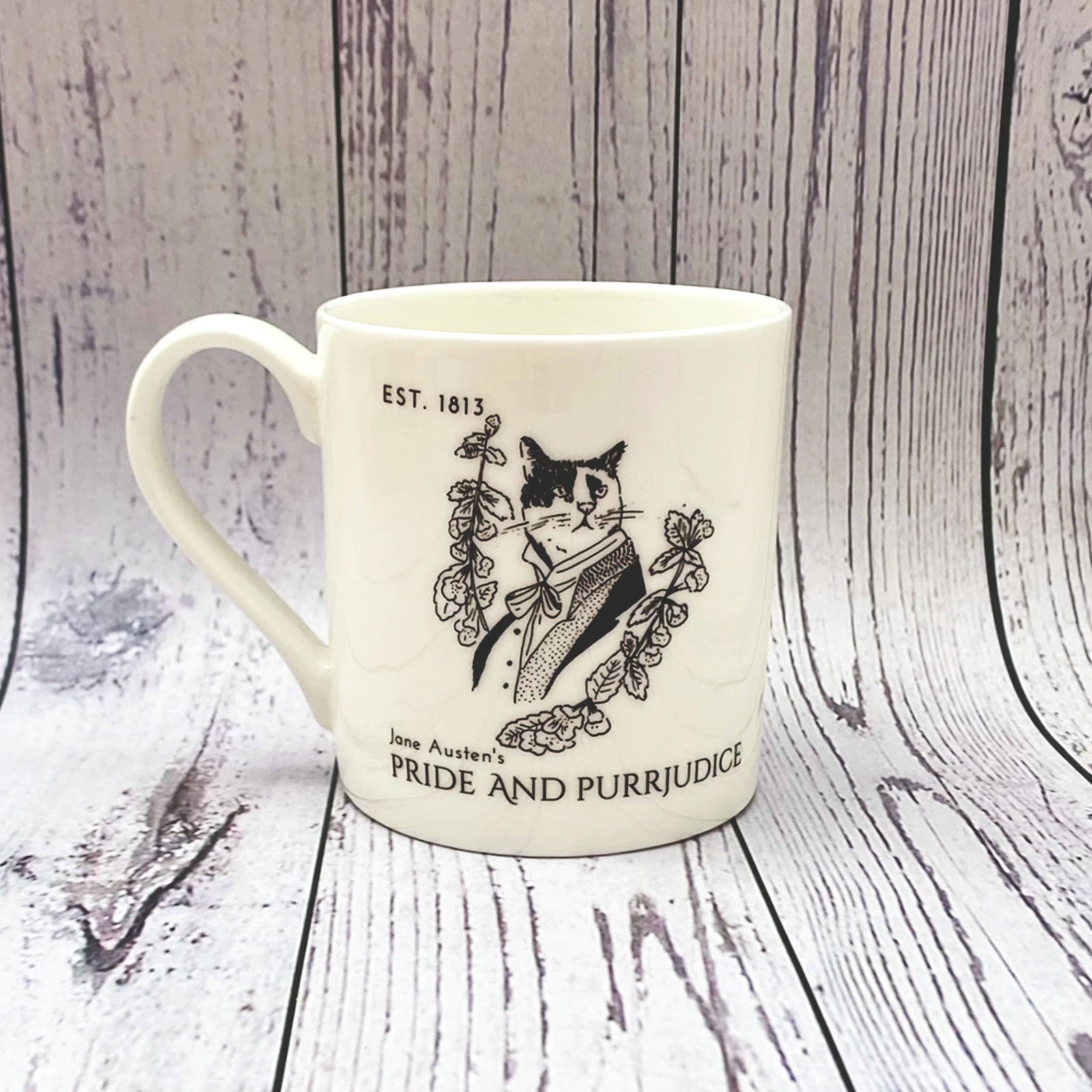 Jane Austen's Mr Darcy Literary Cat Bone China Mug BookGeek