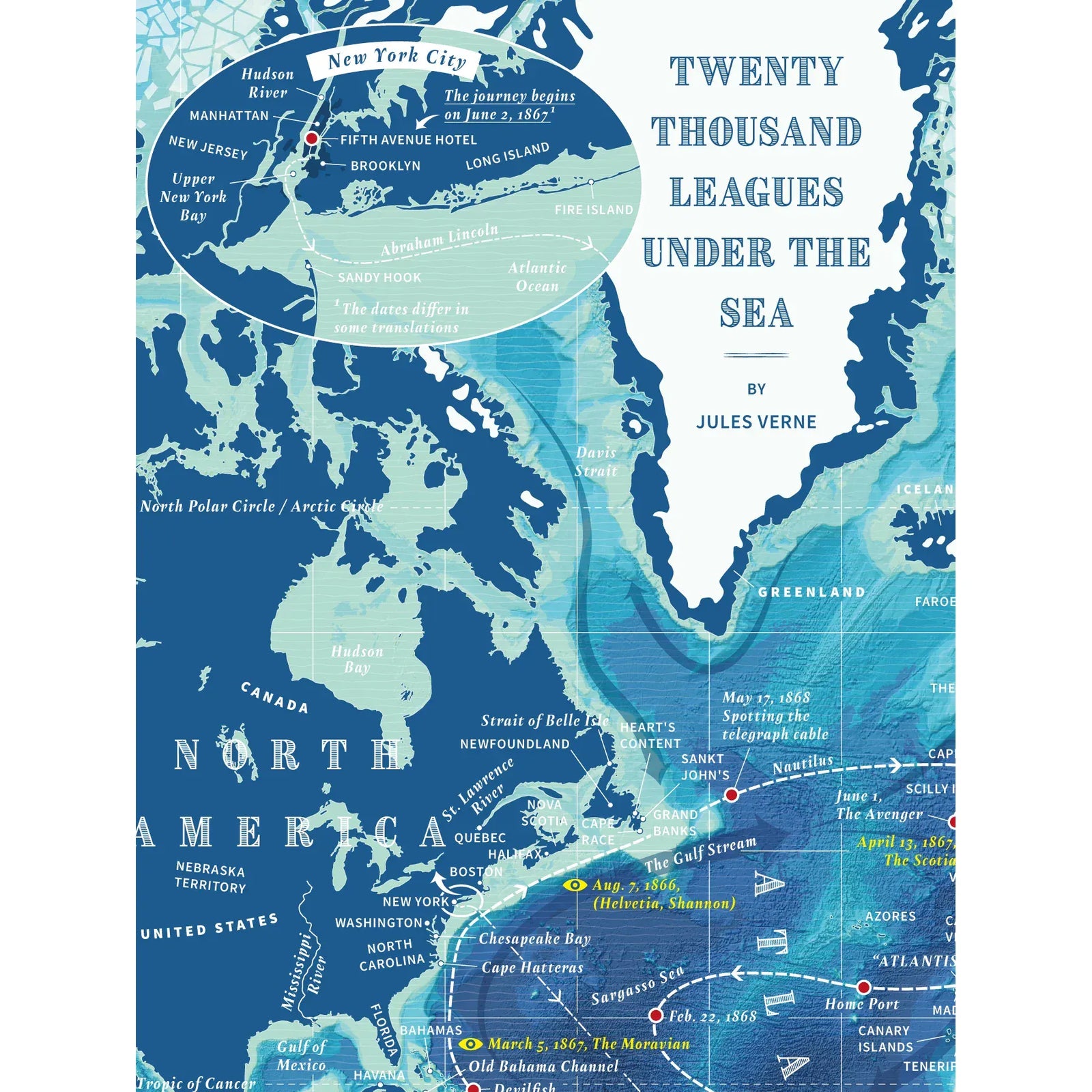 Jules Verne: Twenty Thousand Leagues Under the Sea Map BookGeek