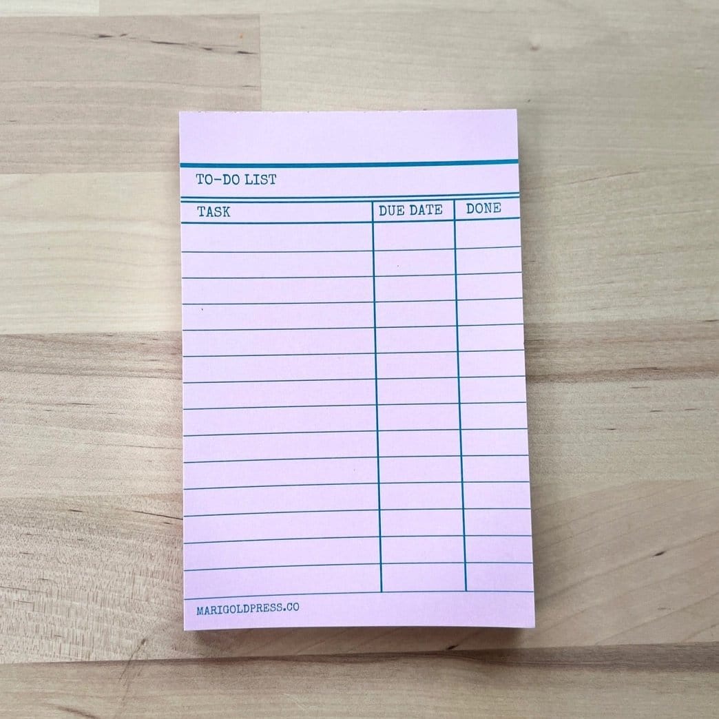 Pink Library Card Notepads BookGeek