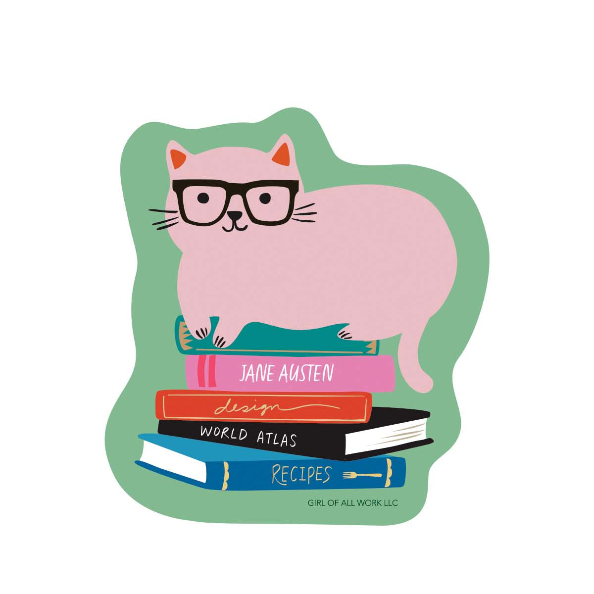 Library Cat Vinyl Sticker BookGeek
