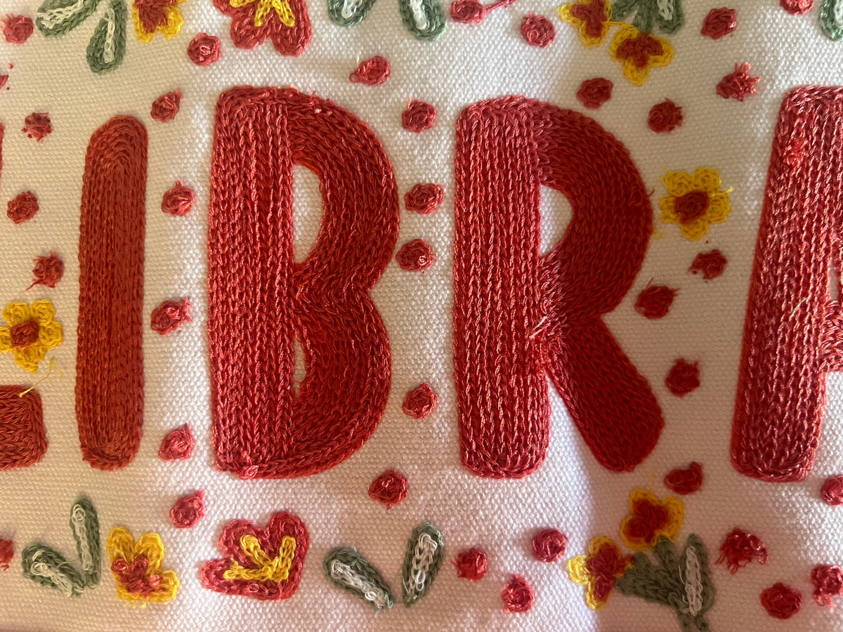 Library Embroidered Canvas Banner - Seconds BookGeek