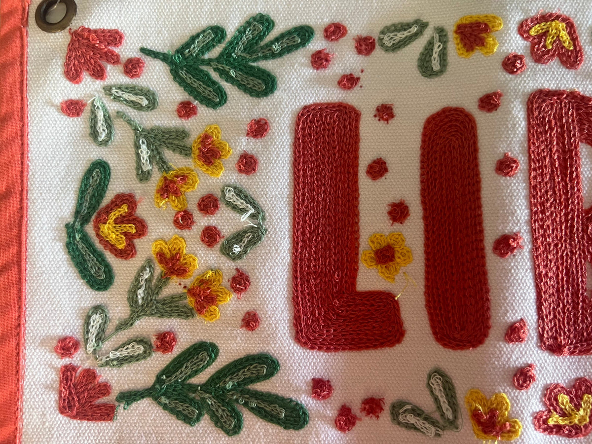 Library Embroidered Canvas Banner - Seconds BookGeek