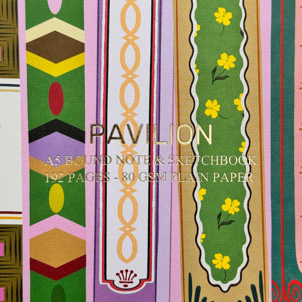 Library Patterned Book A5 Buckram Foiled Notebook Sketch BookGeek