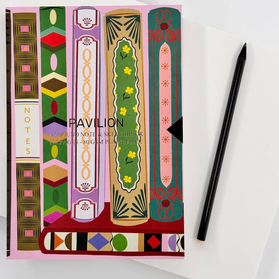 Library Patterned Book A5 Buckram Foiled Notebook Sketch BookGeek