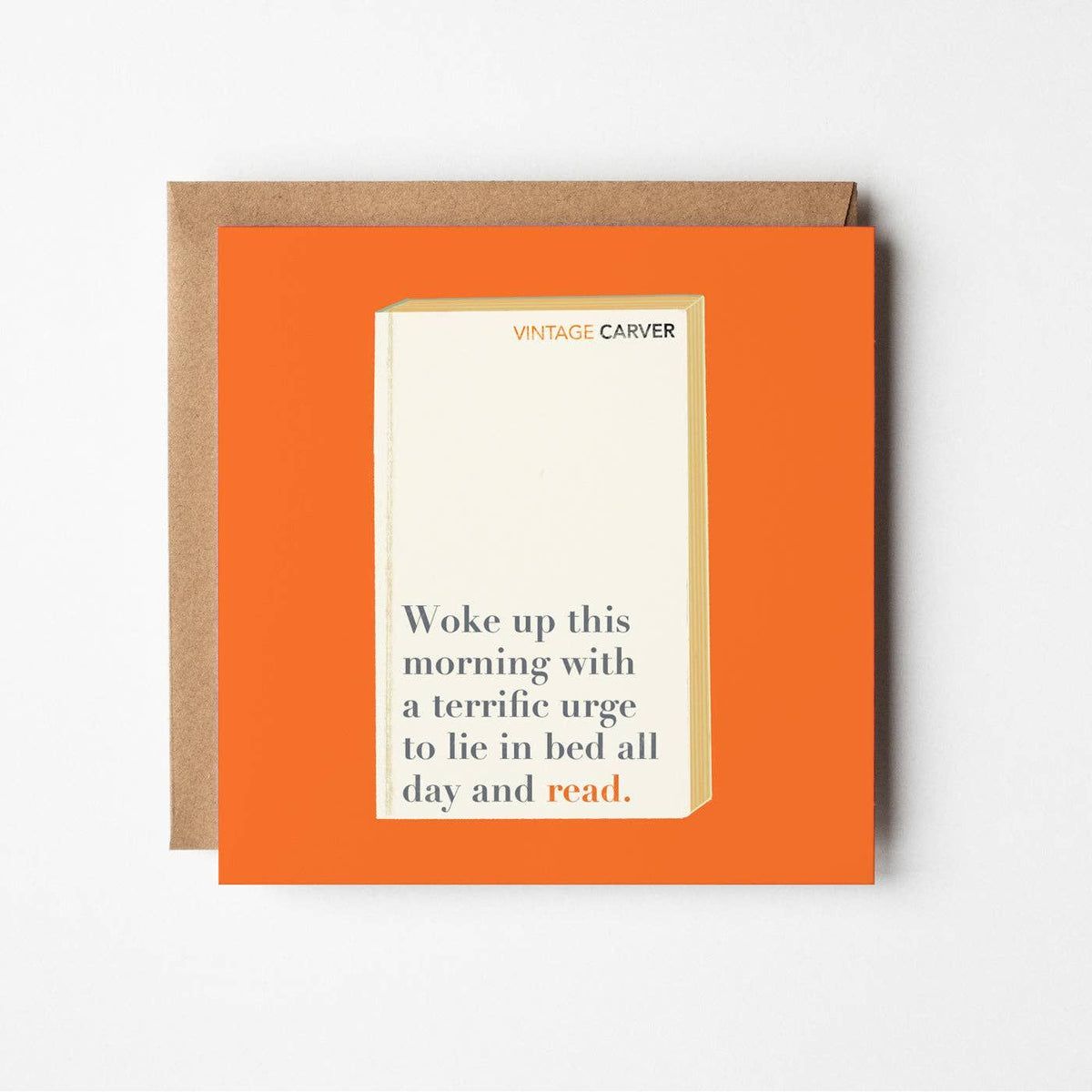 Lie in Bed - blank greetings card BookGeek