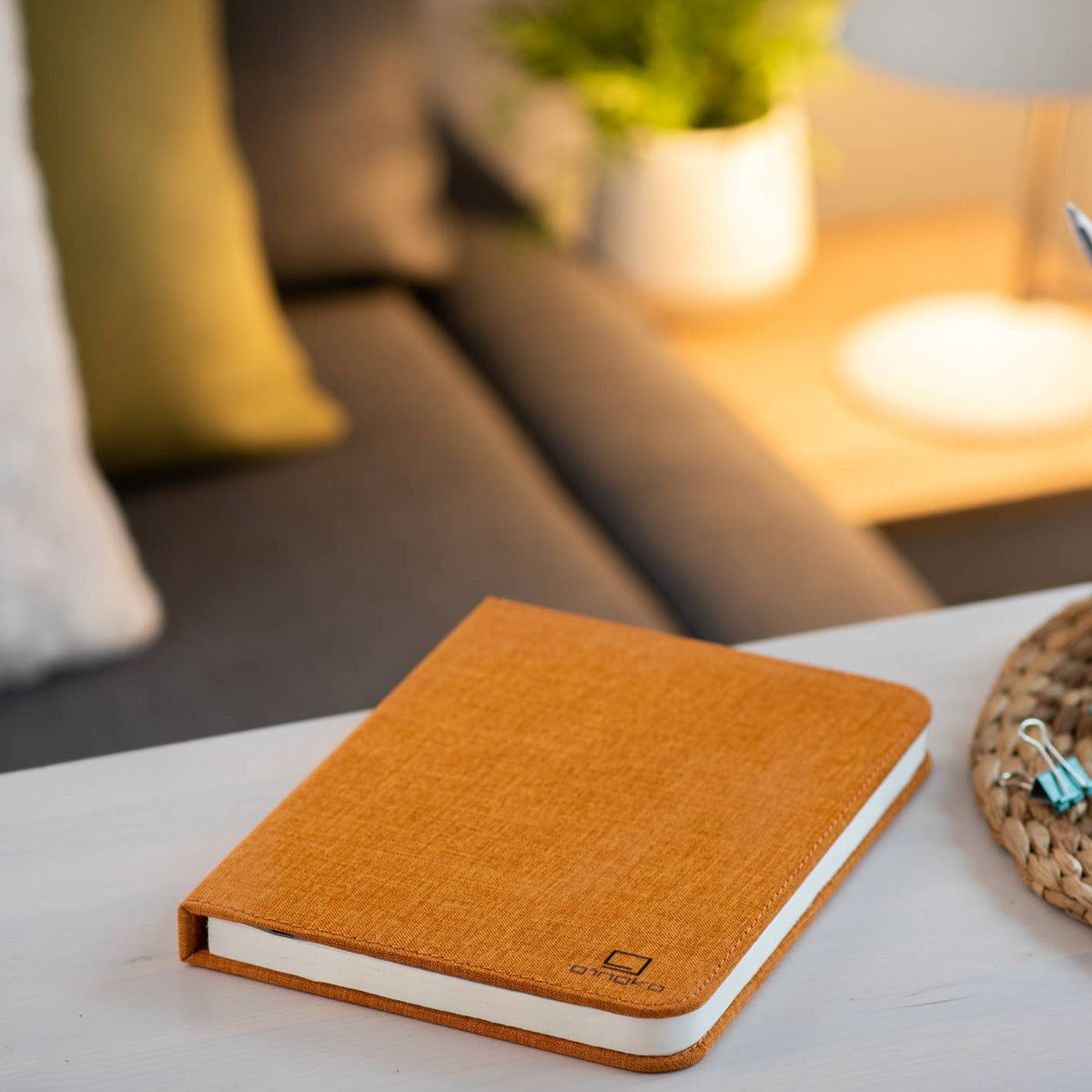 large / harmony orange Linen Fabric Smart Book Light BookGeek