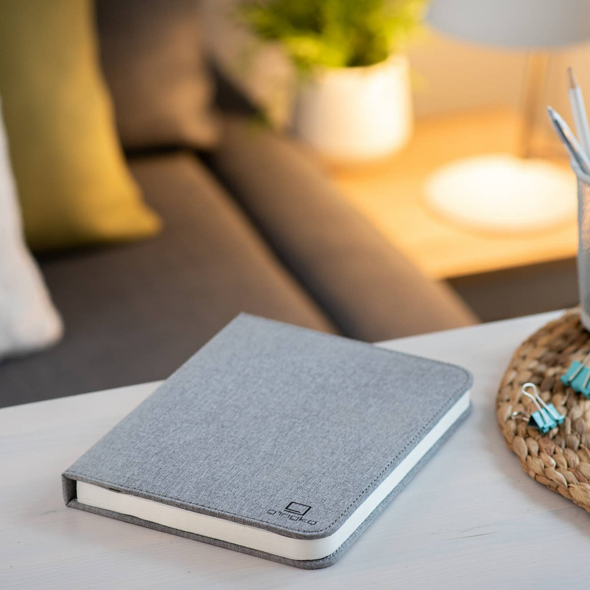 large / urban gray Linen Fabric Smart Book Light BookGeek