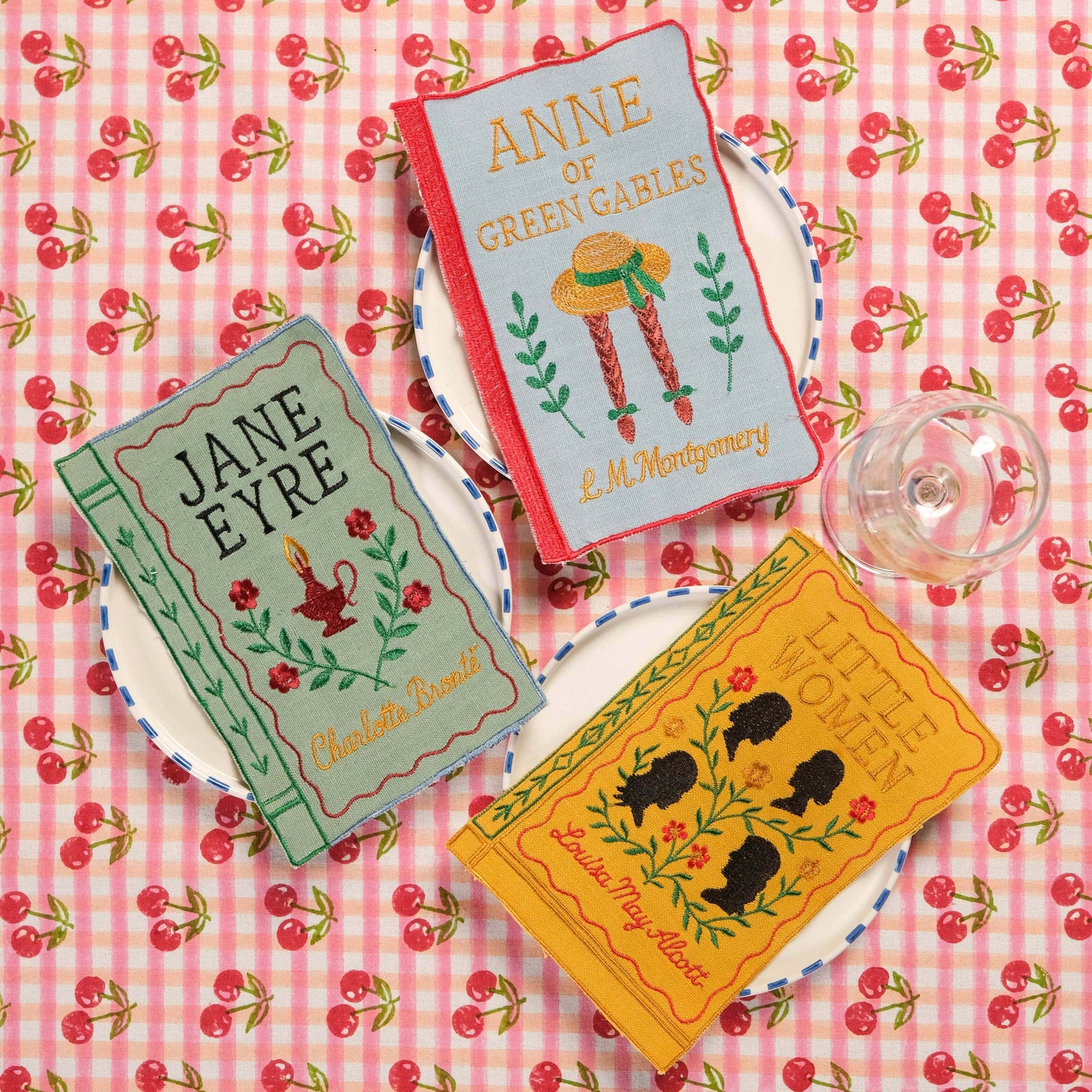 Literary Heroines Embroidered Cocktail Napkins, Set of 4 BookGeek