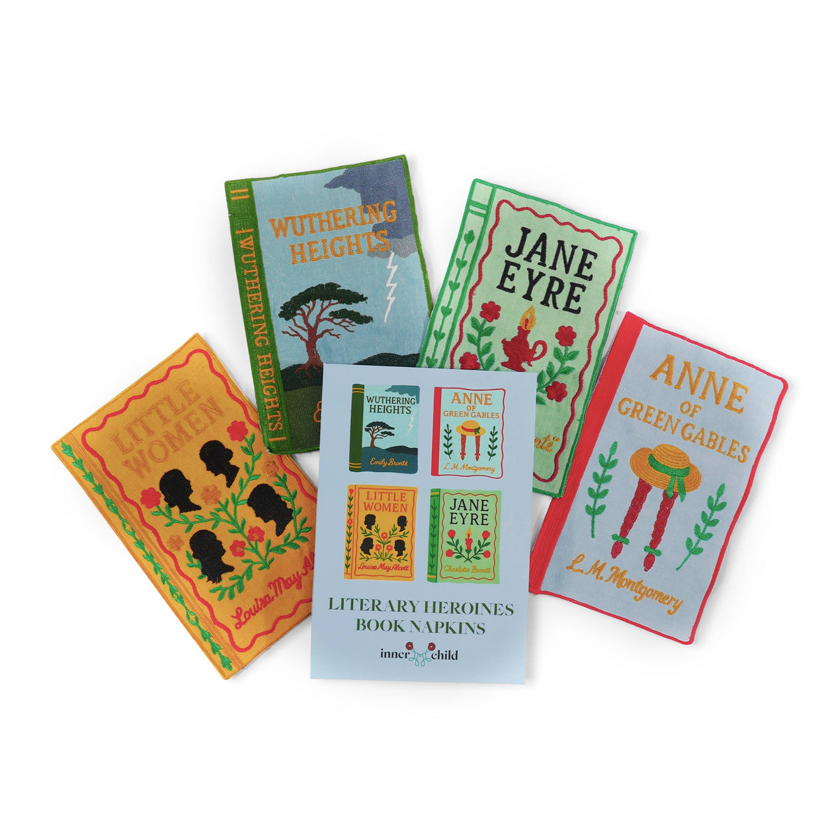 Literary Heroines Embroidered Cocktail Napkins, Set of 4 BookGeek