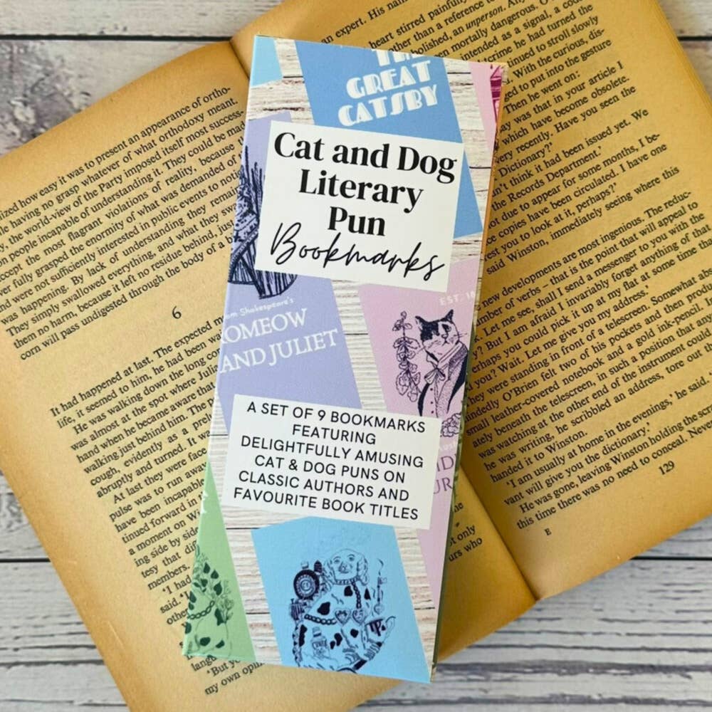 Literary Pun Cat and Dog Bookmarks BookGeek