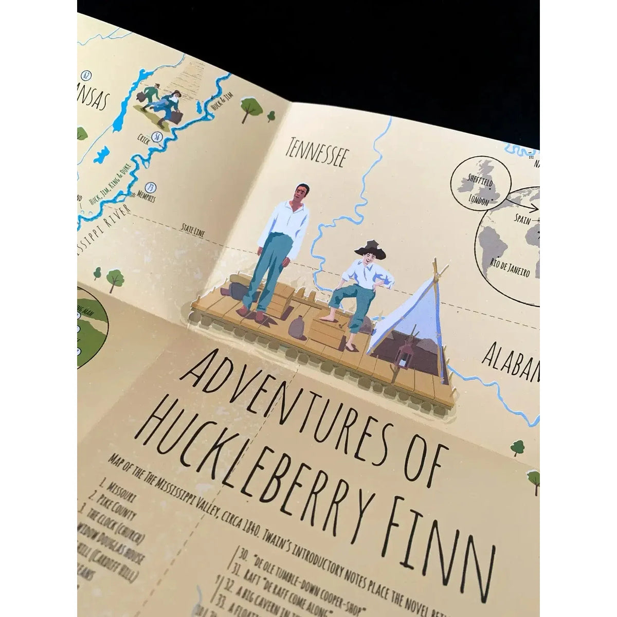 Mark Twain: Adventures of Huckleberry Finn Map BookGeek