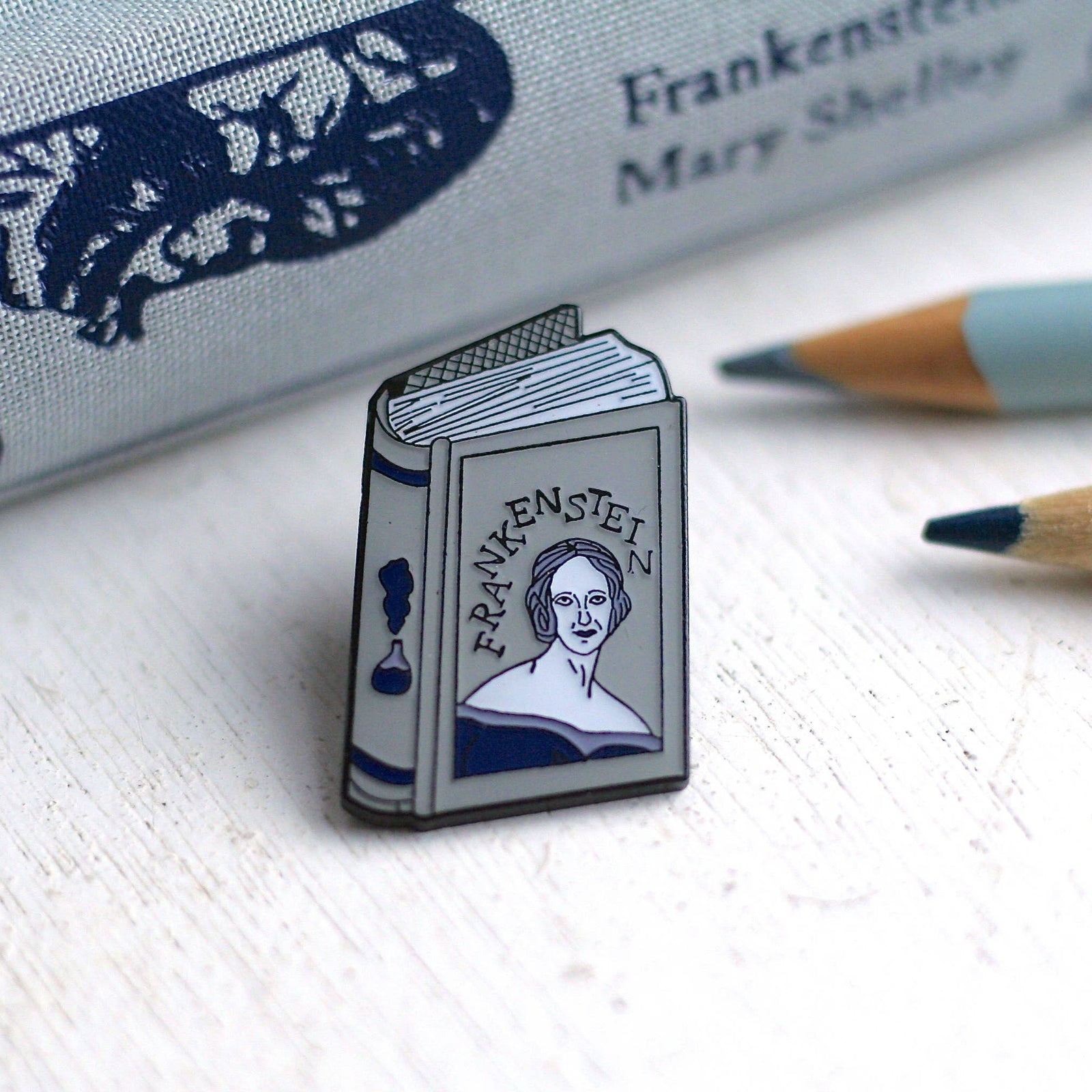 Mary Shelley Frankenstein Enamel Pin BookGeek