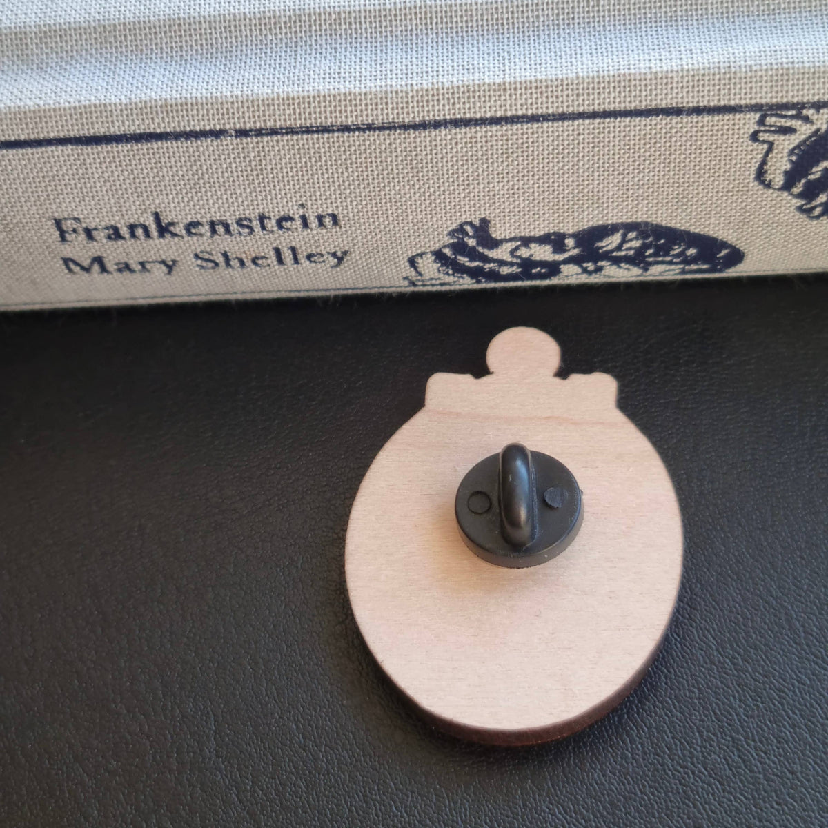 Mary Shelley Portrait Wooden Pin Badge BookGeek