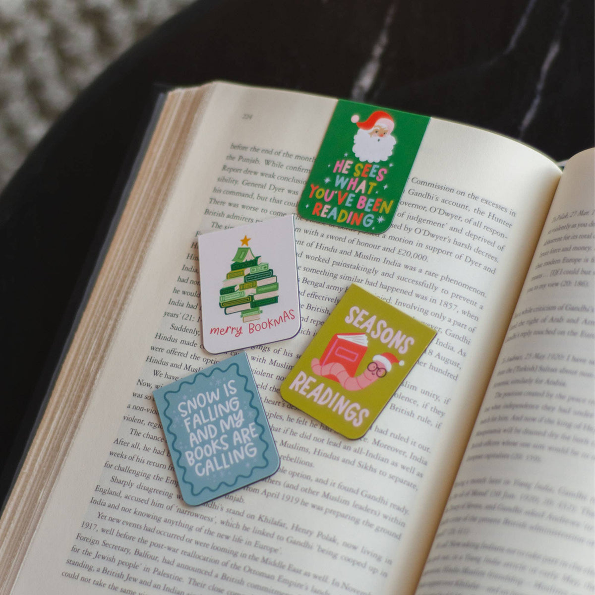 Merry Bookmas Christmas Magnetic Bookmarks BookGeek