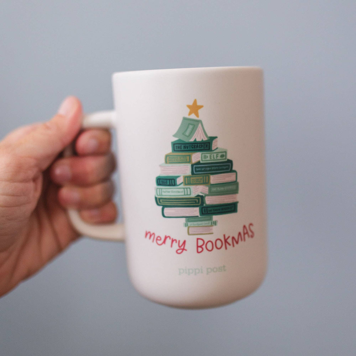Merry Bookmas Christmas Tree Tall Ceramic Coffee Mug BookGeek