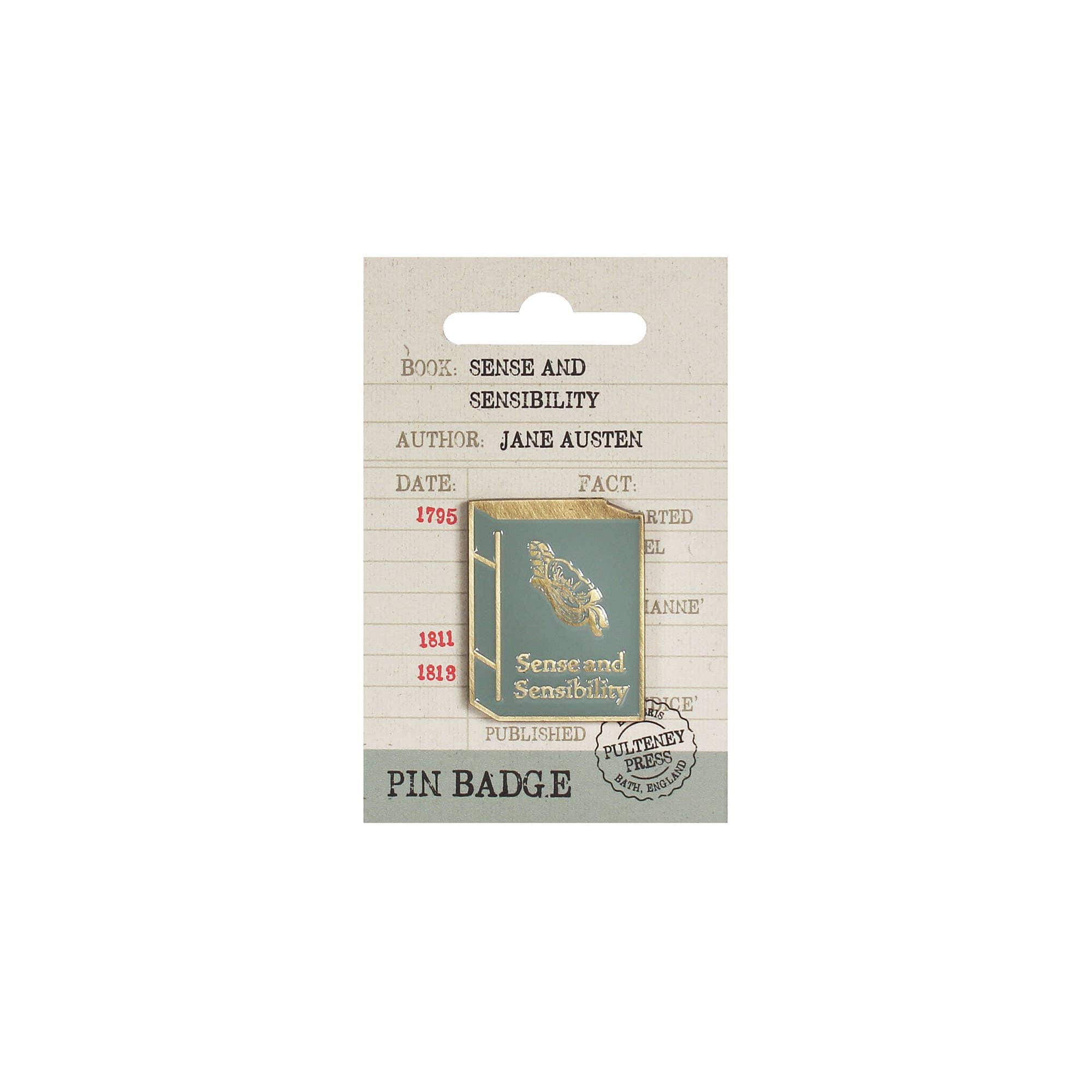 Metal Pin Badge Jane Austen Sense and Sensibility BookGeek