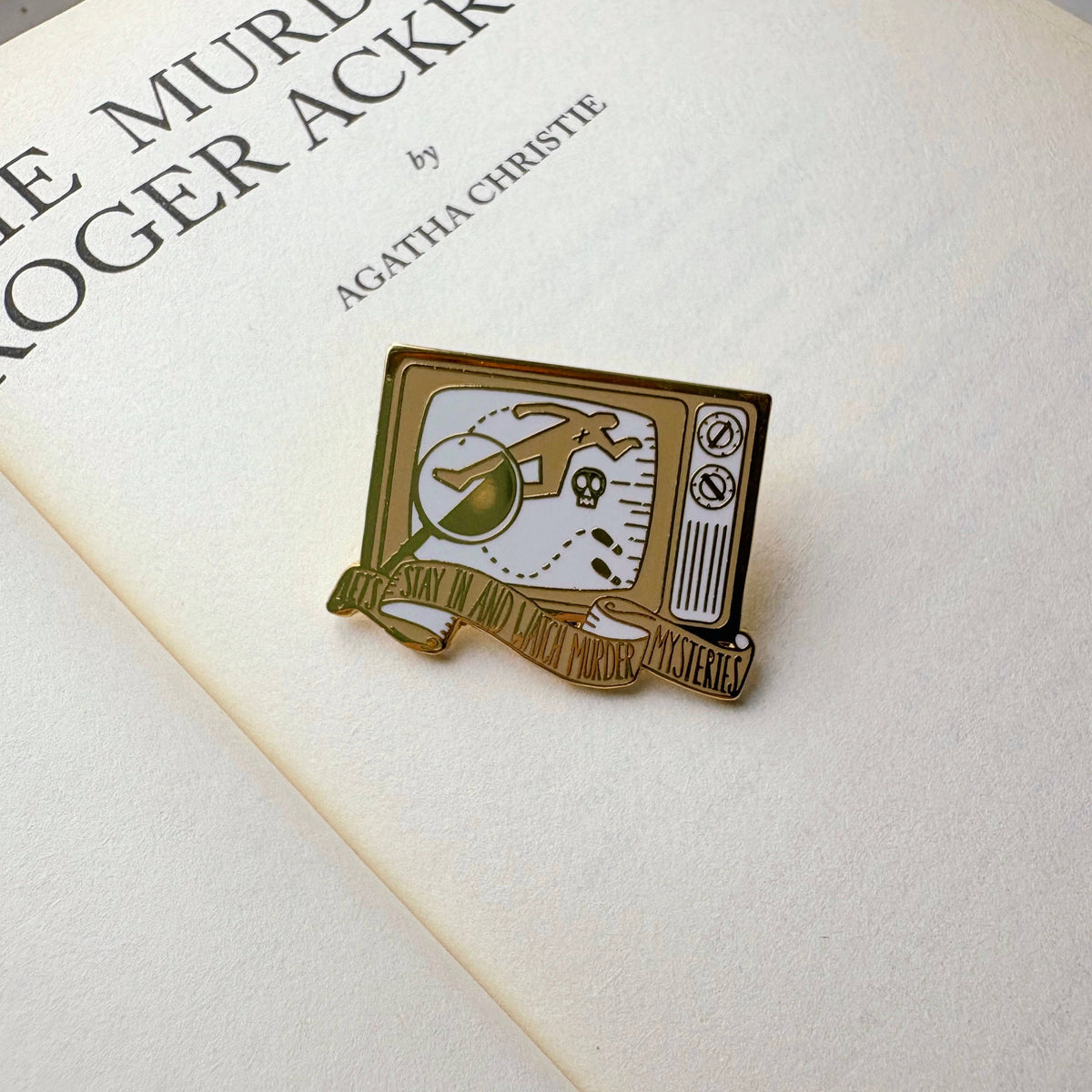 Murder Mystery Enamel Pin 'Watch Murder Mysteries' BookGeek