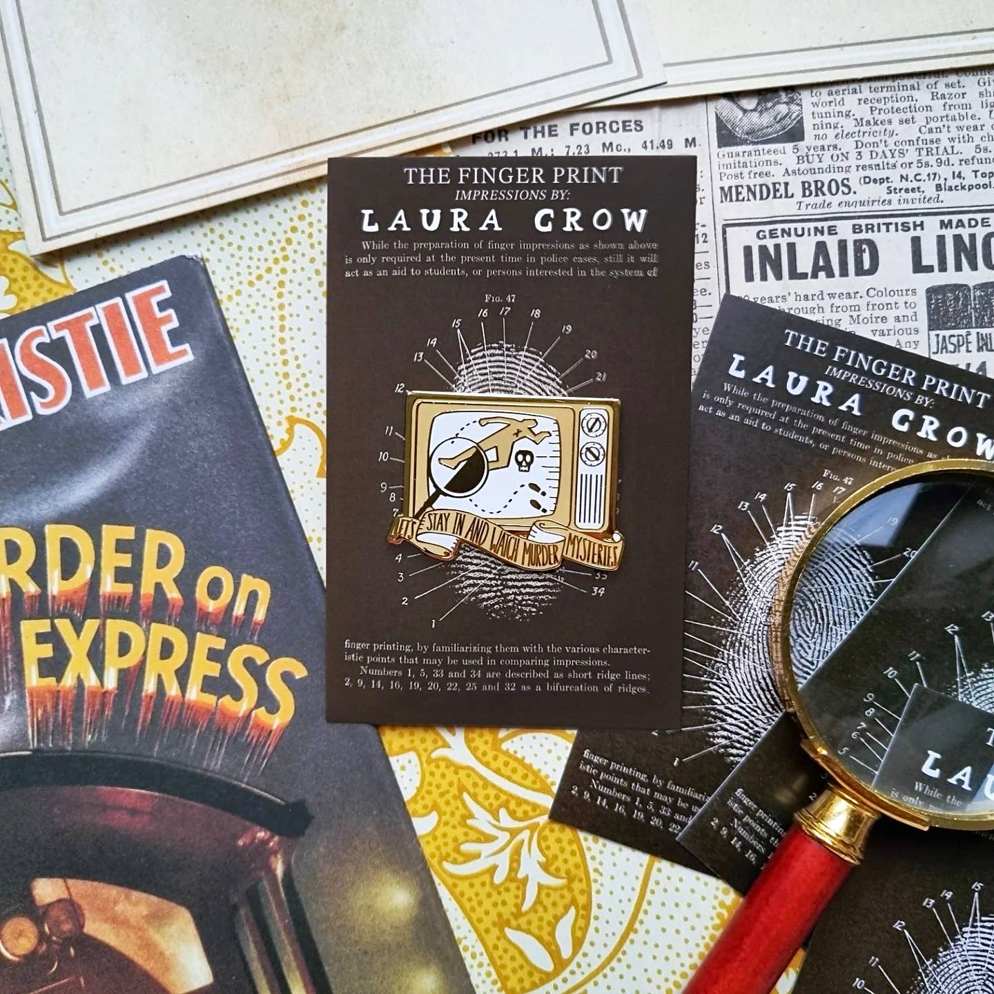 Murder Mystery Enamel Pin 'Watch Murder Mysteries' BookGeek