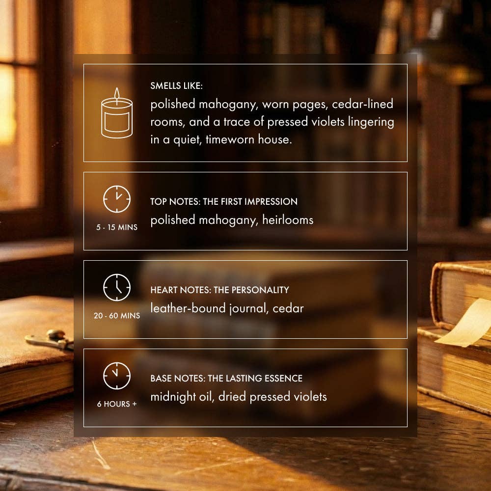 Orchard House Candle | Woody Earthy Mahogany Cedar Candle BookGeek