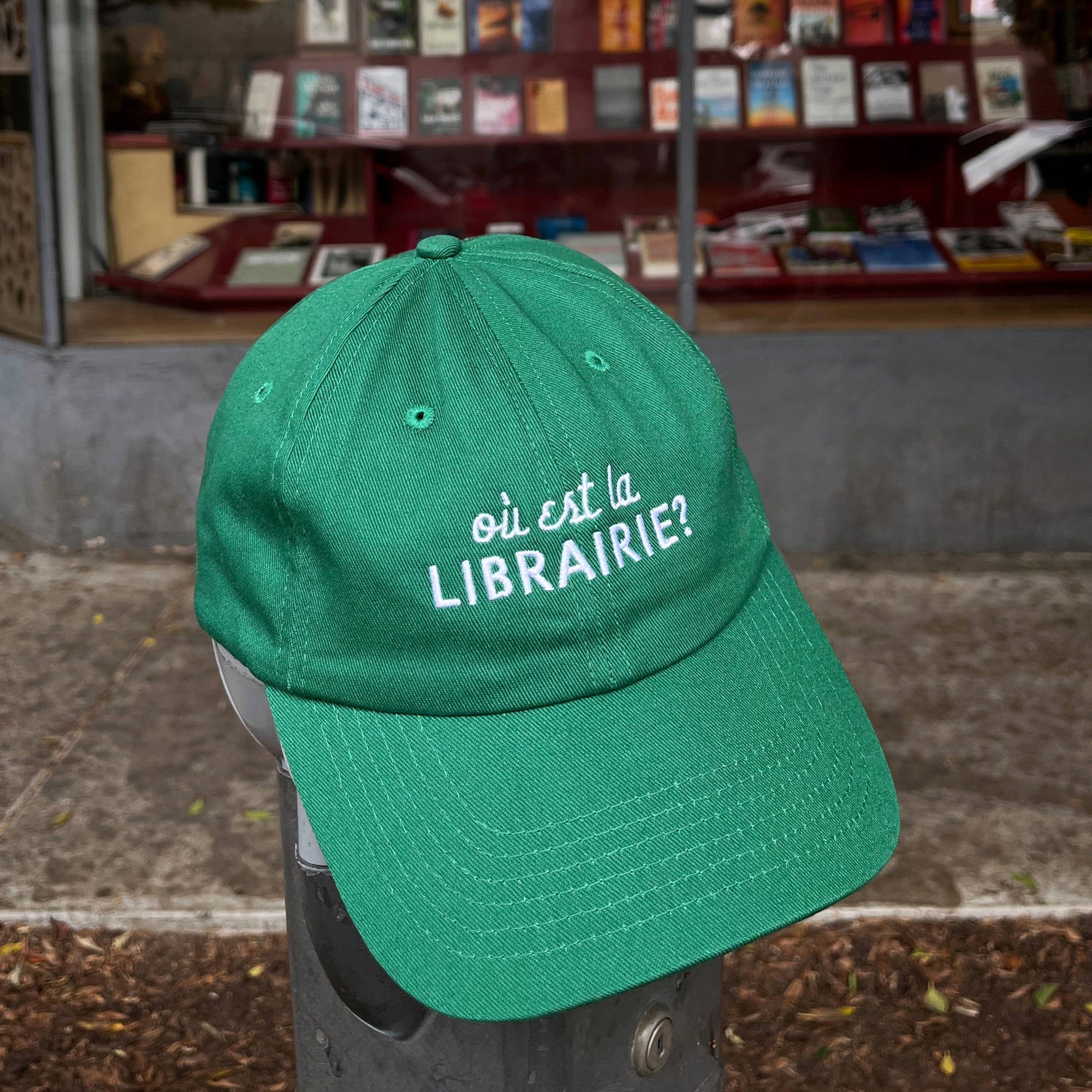 green Ou est la Librairie hat - bookish hat Where is the Bookstore BookGeek