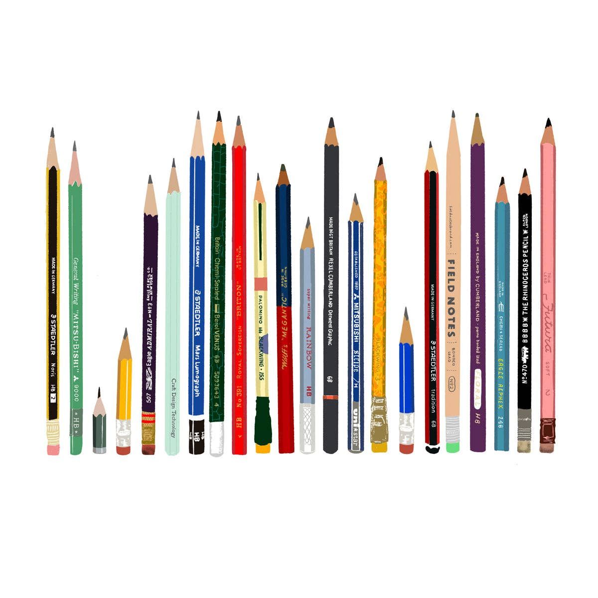Pencil collection - tea towel BookGeek
