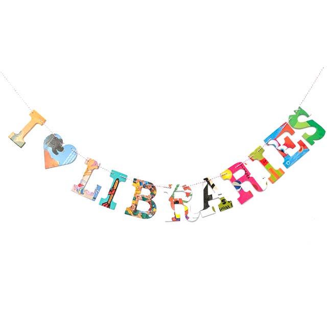 Phrase Garlands - I "HEART" LIBRARIES BookGeek