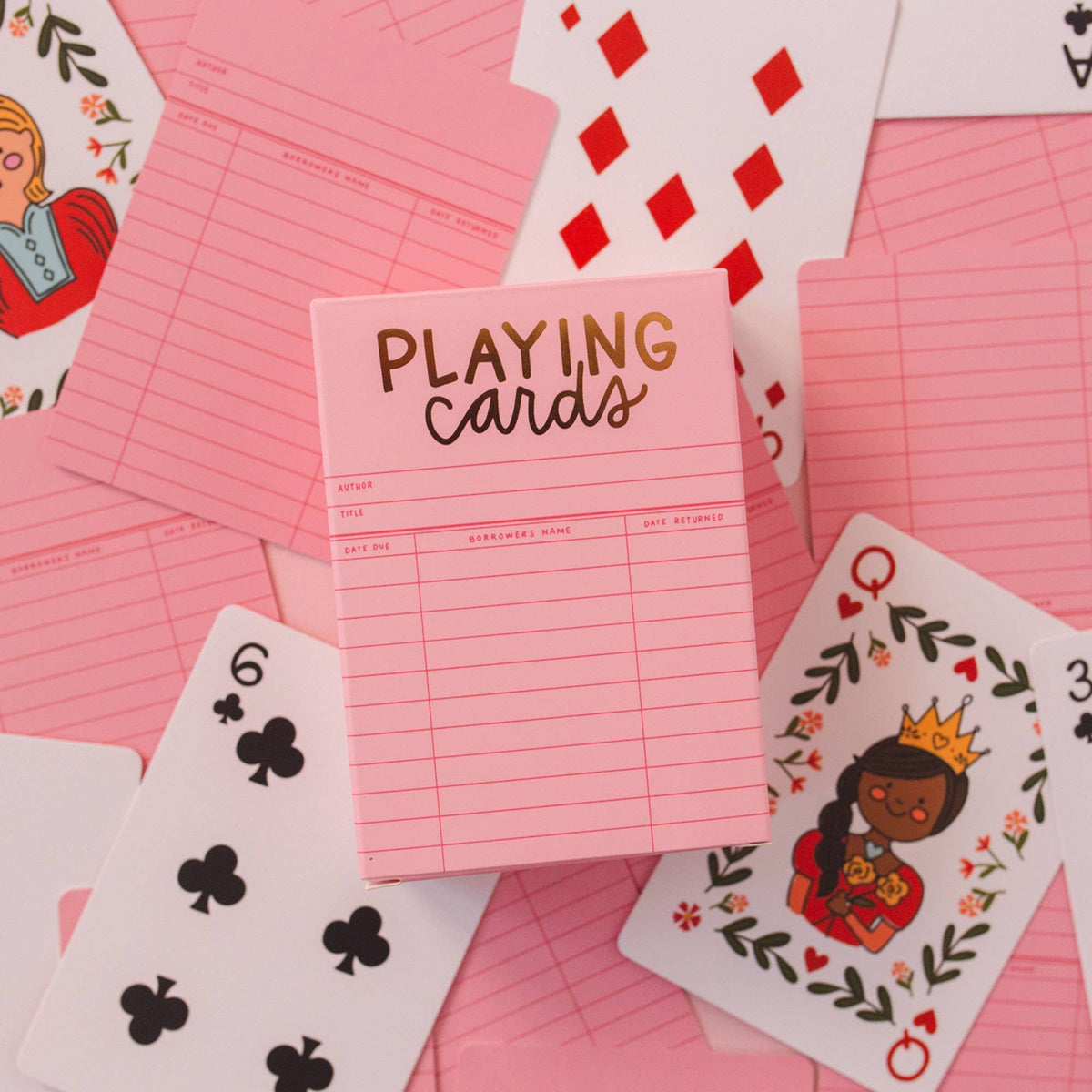 Pink Library Card Deck Of Playing Cards BookGeek