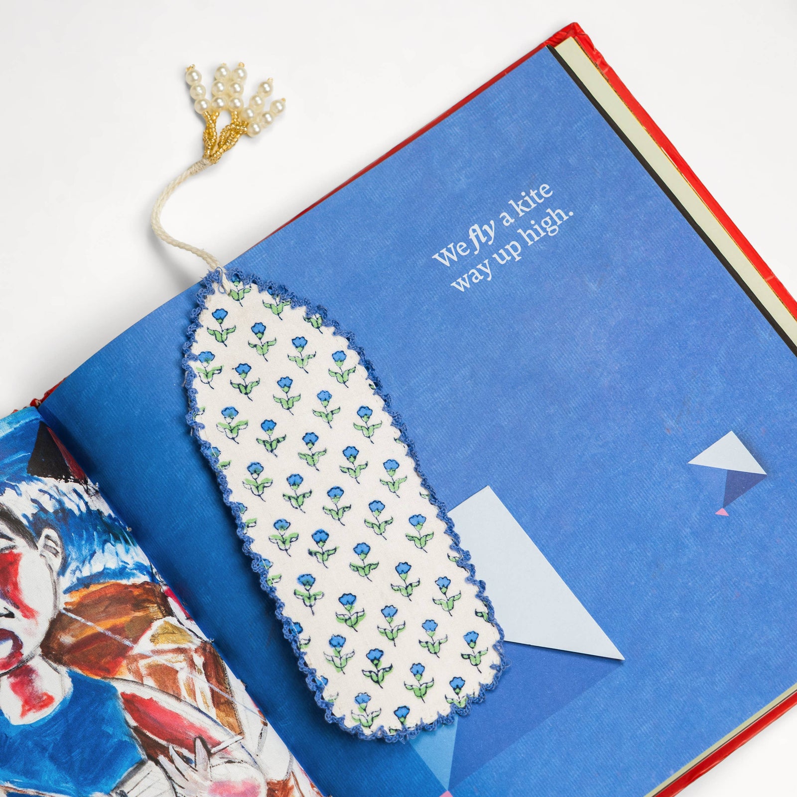 Blue Primrose Blockprint Bookmark BookGeek