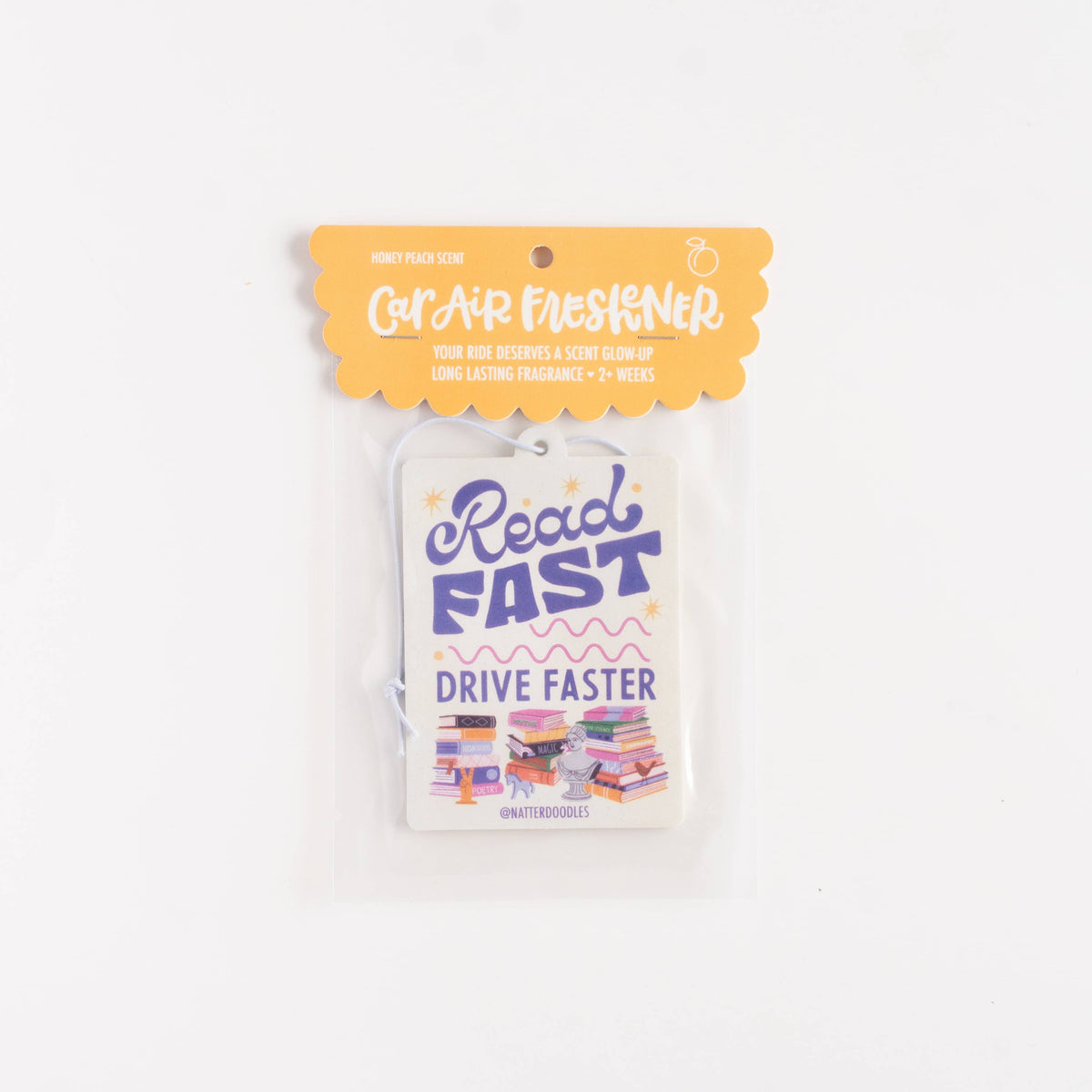 Read Fast Drive Faster – Honey Peach Book Car Air Freshener BookGeek